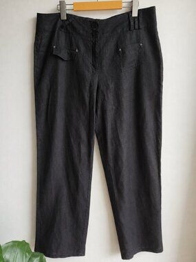 Jane & John Black Linen Wide-Leg Pants with Star Studs - Sz 10 (RUNS LARGE)